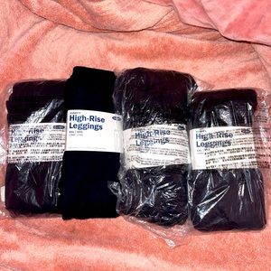 4 pairs of Black High rise Leggings XXL